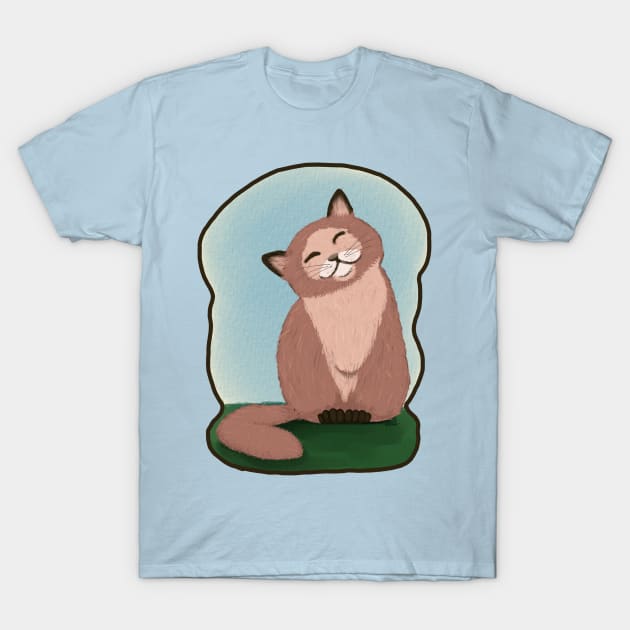 Happy Fluffy Kitty T-Shirt by CheriesArt